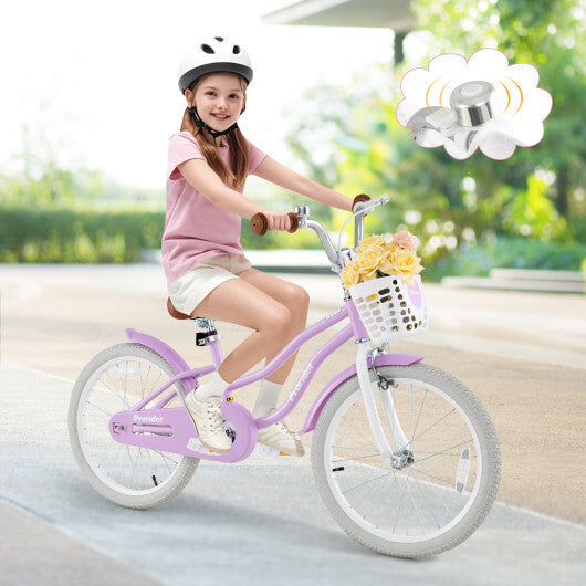 20 Inch Kids Bike with Helmet Protective Set Purple W2B