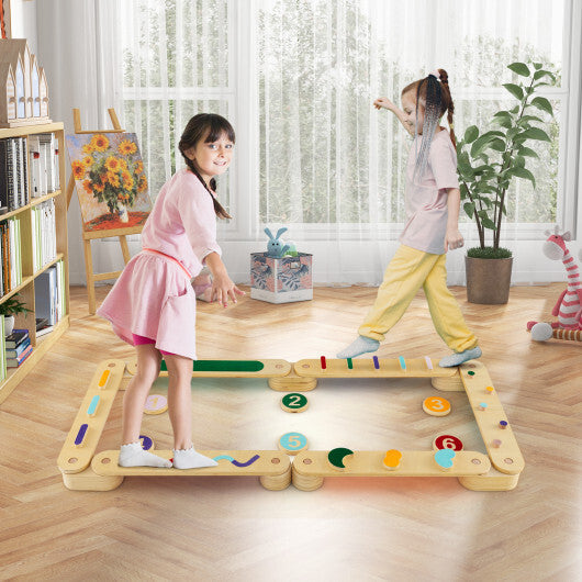 Montessori Balance Beam Set Wooden Balance Boards with Stepping Stones W2B