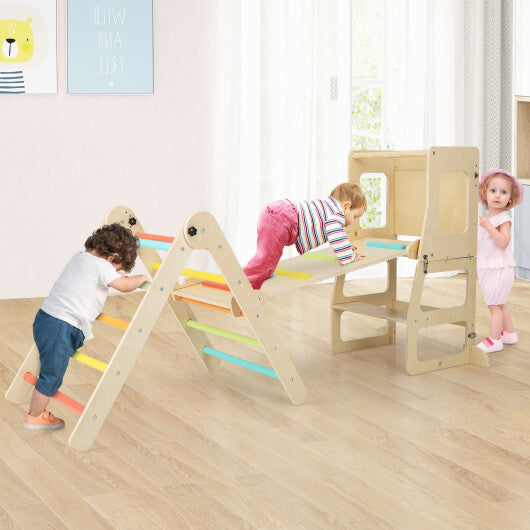 7-in-1 Toddler Climbing Toy Connected Table and Chair Set for Boys and Girls Aged 3-14 Years Old-Multicolor W2B