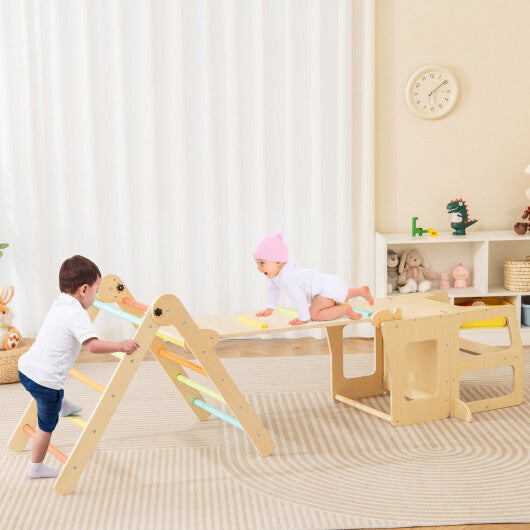 7-in-1 Toddler Climbing Toy Connected Table and Chair Set for Boys and Girls Aged 3-14 Years Old-Multicolor W2B