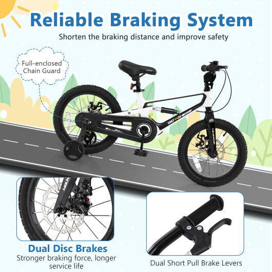 16 Inch Kids Bike Magnesium Alloy Bicycle Adjustable for Aged 4 to 7-16 inches W2B