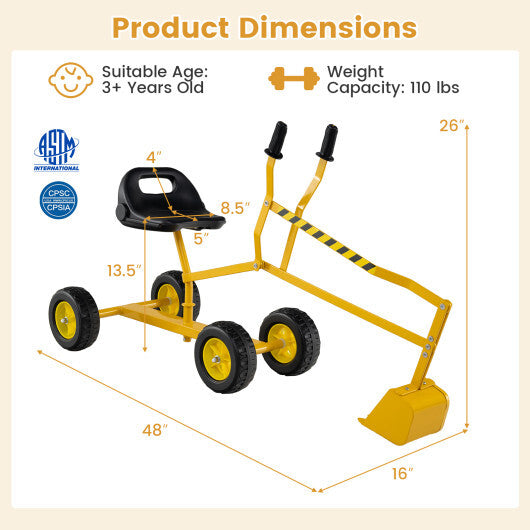Sand Digger for Kids with 2-Handed Controls and Flexible Shovel-Blue W2B