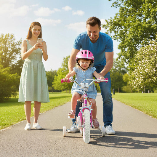 12 Inch Kids Bike for Aged 3-8 Years Old with Adjustable Handlebar Pink- Starlight Wave - Color: Pink - Size: 12 inches W2B