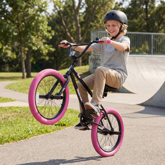 20" Trick Bicycle with 360 Degree Steering and Adjustable Seat for Kids and Teens-Pink - Color: Pink - Size: 20 inches W2B