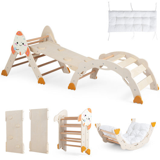 8-in-1 Foldable Climbing Toys for Toddlers Rocket-Themed-Multicolor W2B