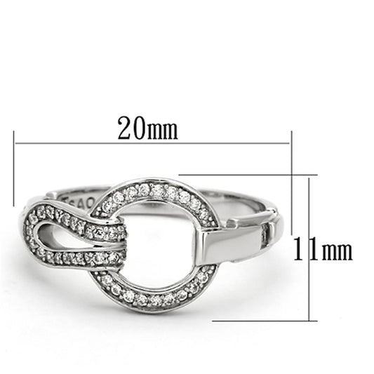 TS105 - Rhodium 925 Sterling Silver Ring with AAA Grade CZ in Clear-1