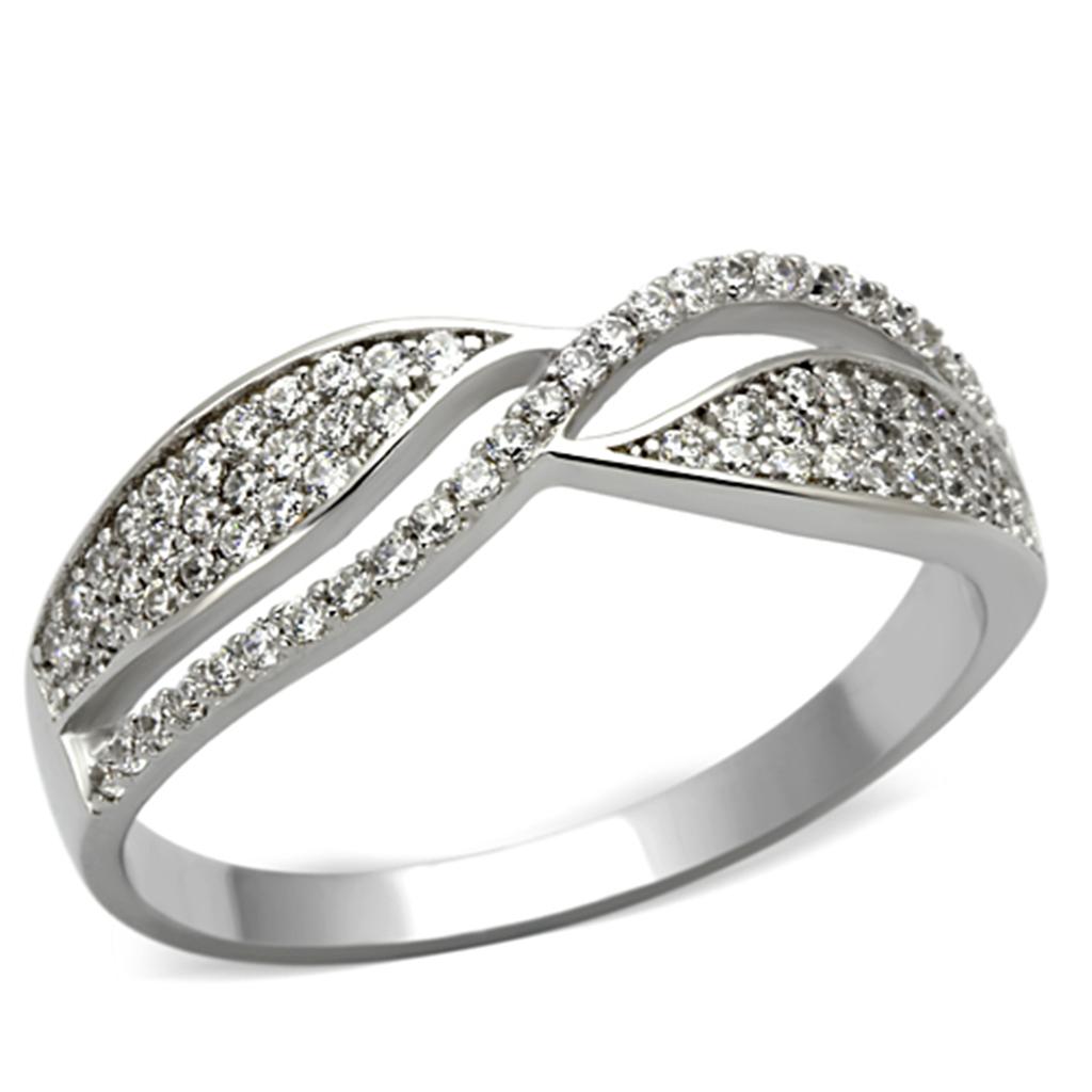 TS108 - Rhodium 925 Sterling Silver Ring with AAA Grade CZ in Clear-4