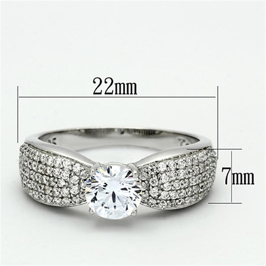 TS119 - Rhodium 925 Sterling Silver Ring with AAA Grade CZ in Clear-1