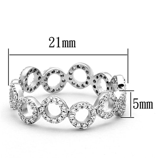 TS139 - Rhodium 925 Sterling Silver Ring with AAA Grade CZ in Clear Alamode
