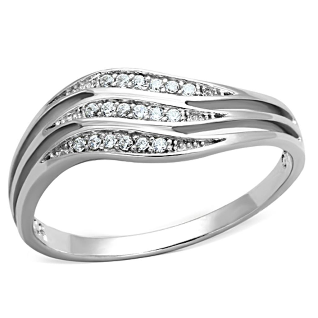 TS143 - Rhodium 925 Sterling Silver Ring with AAA Grade CZ in Clear-4