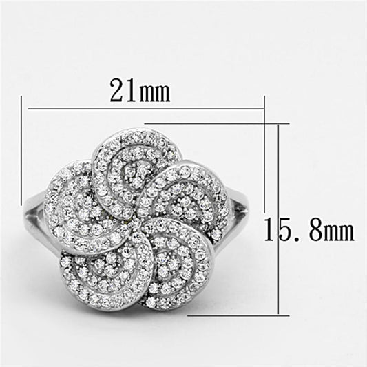 TS171 - Rhodium 925 Sterling Silver Ring with AAA Grade CZ in Clear-1
