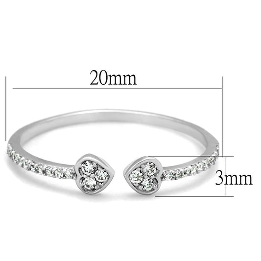 TS205 - Rhodium 925 Sterling Silver Ring with AAA Grade CZ in Clear Alamode
