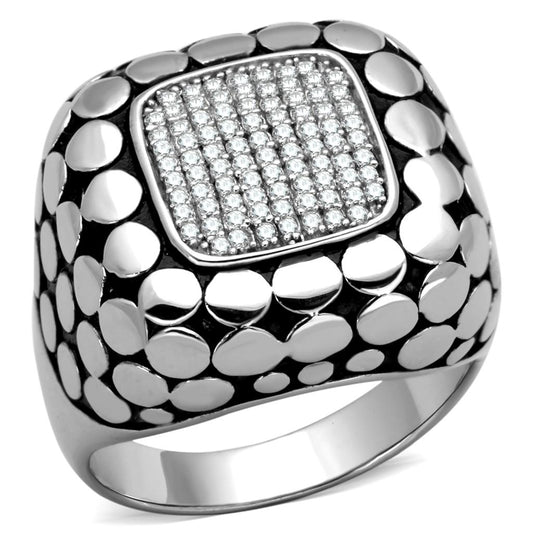 TS215 - Rhodium 925 Sterling Silver Ring with AAA Grade CZ in Clear Alamode