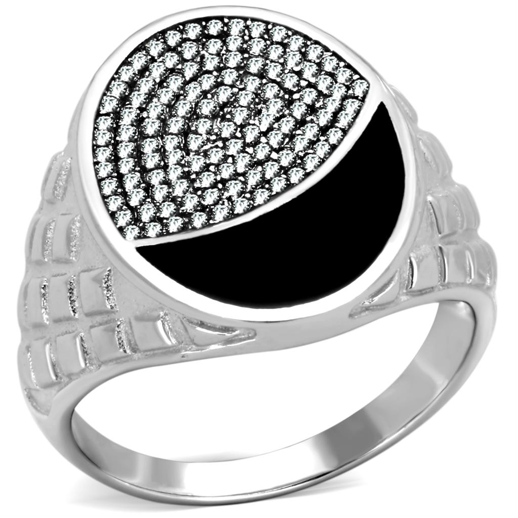 TS216 - Rhodium 925 Sterling Silver Ring with AAA Grade CZ in Clear Alamode