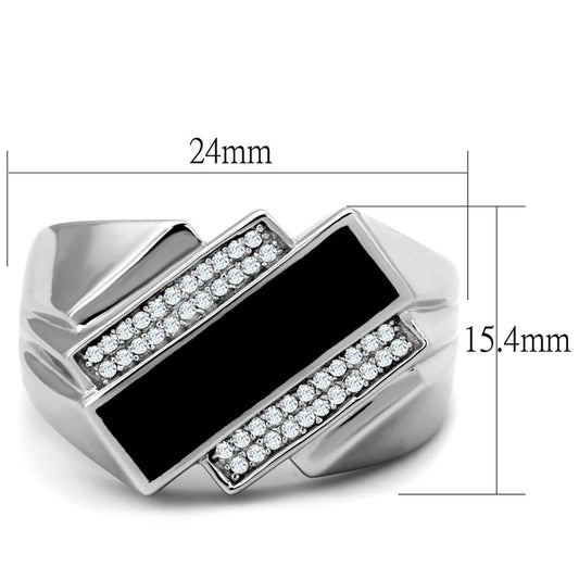 TS218 - Rhodium 925 Sterling Silver Ring with AAA Grade CZ in Clear Alamode
