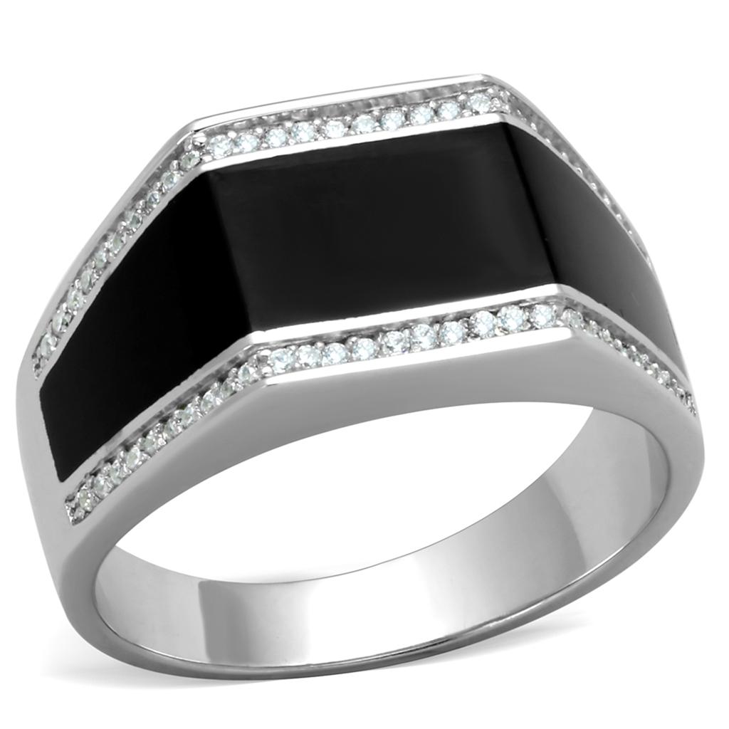 TS223 - Rhodium 925 Sterling Silver Ring with AAA Grade CZ in Clear Alamode