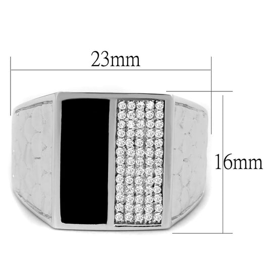 TS226 - Rhodium 925 Sterling Silver Ring with AAA Grade CZ in Clear Alamode