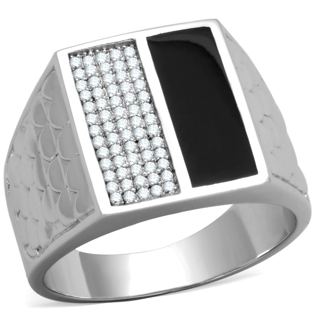 TS226 - Rhodium 925 Sterling Silver Ring with AAA Grade CZ in Clear Alamode