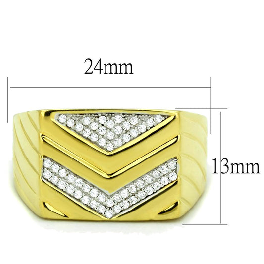 TS234 - Gold+Rhodium 925 Sterling Silver Ring with AAA Grade CZ in Clear Alamode