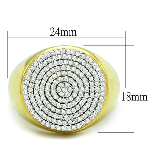 TS238 - Gold+Rhodium 925 Sterling Silver Ring with AAA Grade CZ in Clear Alamode