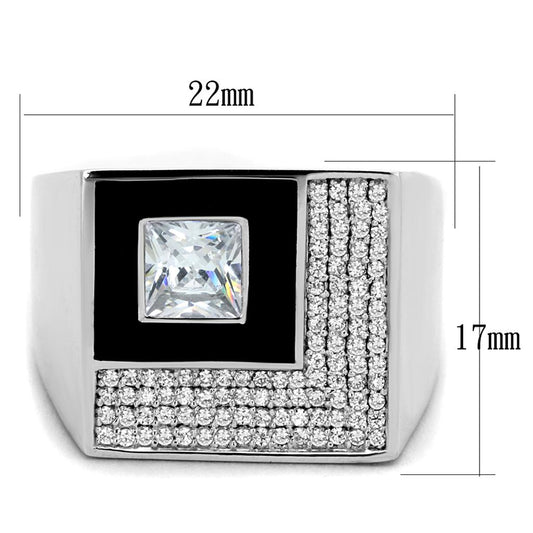 TS242 - Rhodium 925 Sterling Silver Ring with AAA Grade CZ in Clear Alamode