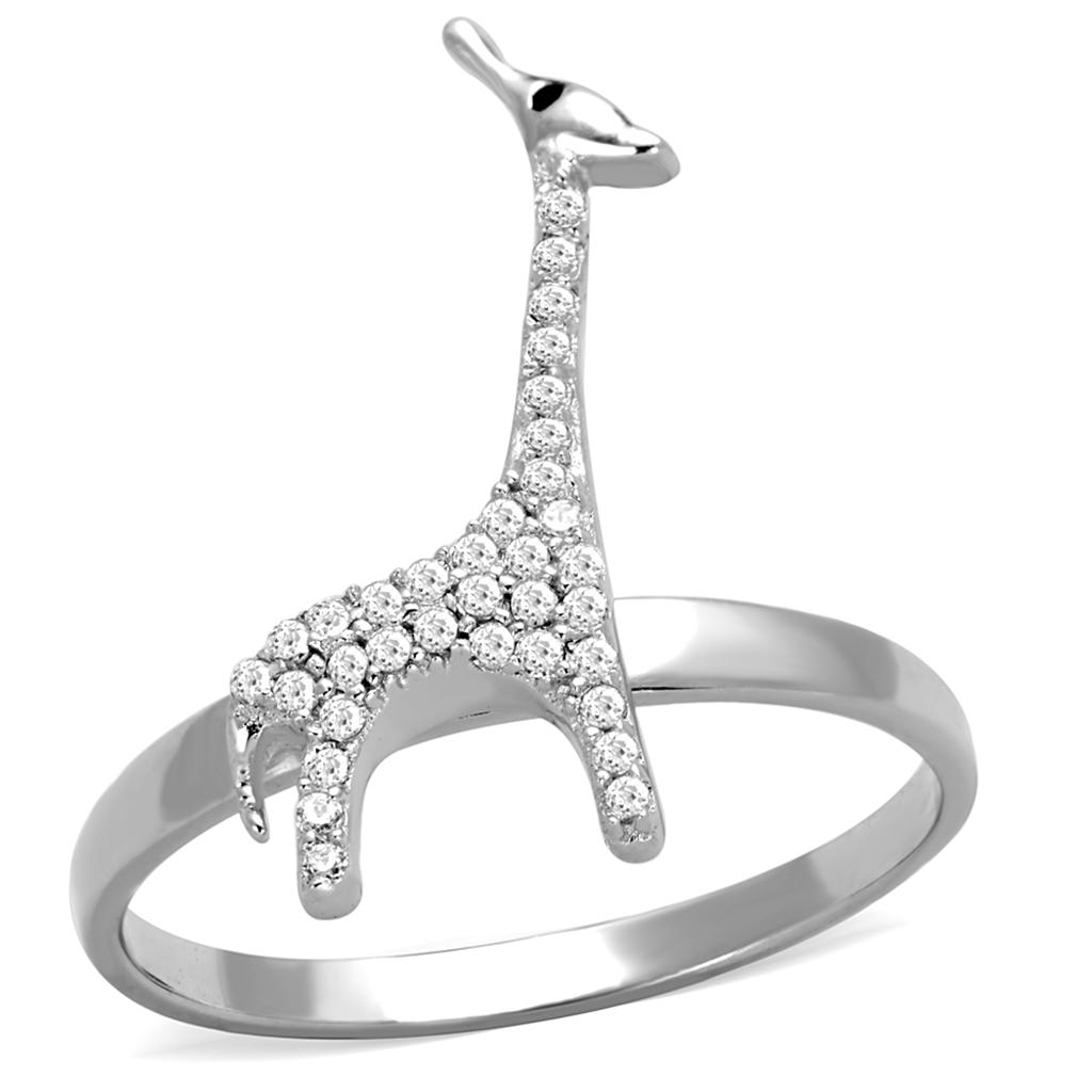 TS255 - Rhodium 925 Sterling Silver Ring with AAA Grade CZ in Clear Alamode