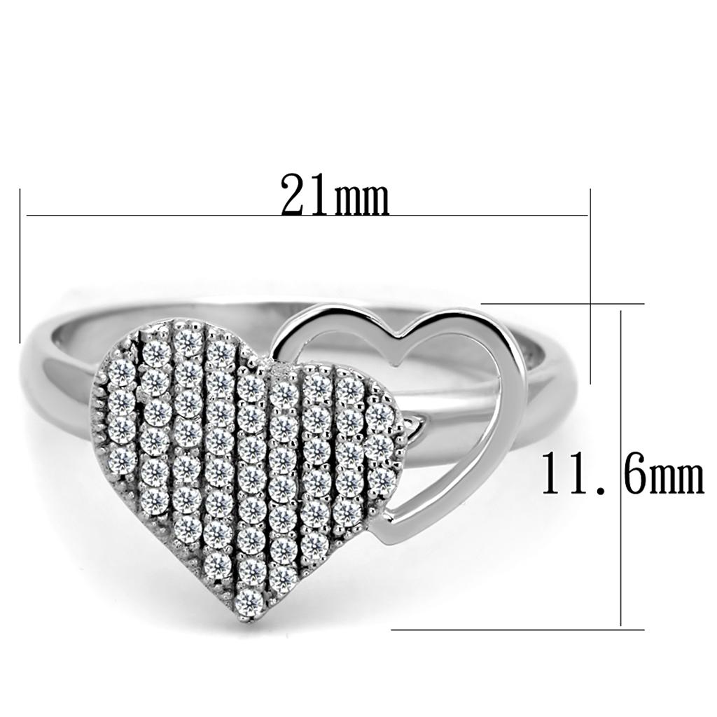 TS260 - Rhodium 925 Sterling Silver Ring with AAA Grade CZ in Clear Alamode