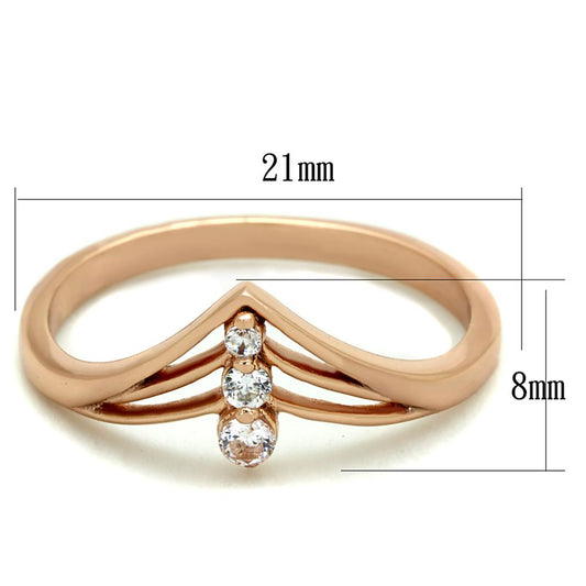 TS283 - Rose Gold 925 Sterling Silver Ring with AAA Grade CZ in Clear Alamode