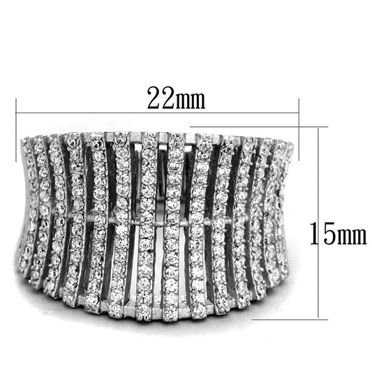 TS302 - Rhodium 925 Sterling Silver Ring with AAA Grade CZ in Clear Alamode