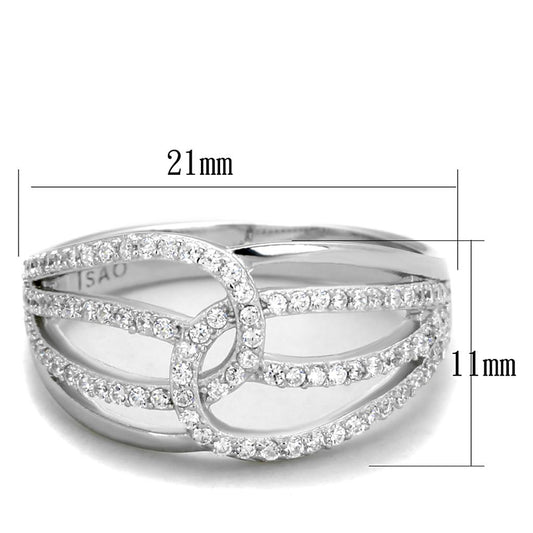 TS363 - Rhodium 925 Sterling Silver Ring with AAA Grade CZ in Clear Alamode