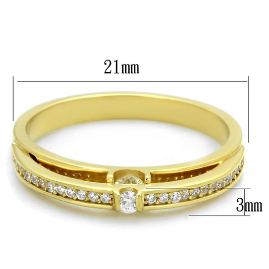 TS403 - Gold 925 Sterling Silver Ring with AAA Grade CZ in Clear Alamode