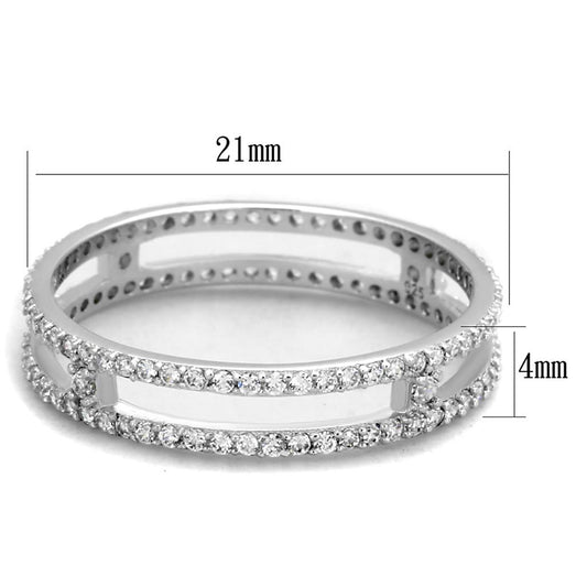 TS434 - Rhodium 925 Sterling Silver Ring with AAA Grade CZ in Clear Alamode