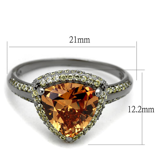 TS501 - Ruthenium 925 Sterling Silver Ring with AAA Grade CZ in Champagne-1