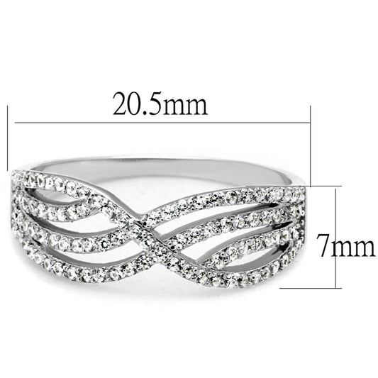 TS516 - Rhodium 925 Sterling Silver Ring with AAA Grade CZ in Clear Alamode