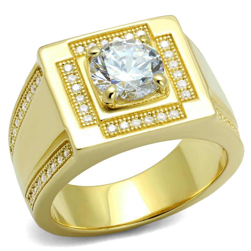 TS552 - Gold 925 Sterling Silver Ring with AAA Grade CZ in Clear Alamode