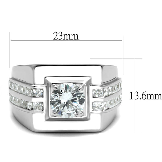 TS553 - Rhodium 925 Sterling Silver Ring with AAA Grade CZ in Clear Alamode