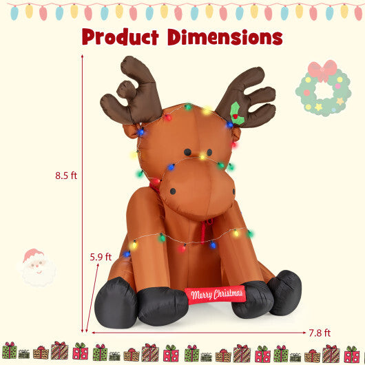 8.5 Feet Tall Christmas Inflatable Reindeer with 24 LED String Lights W2B
