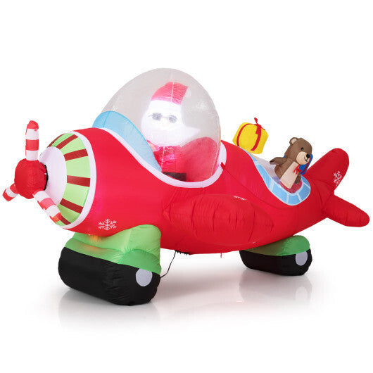7.2 Feet Christmas Inflatables Airplane with Gift Boxes and Built-in LED Lights W2B