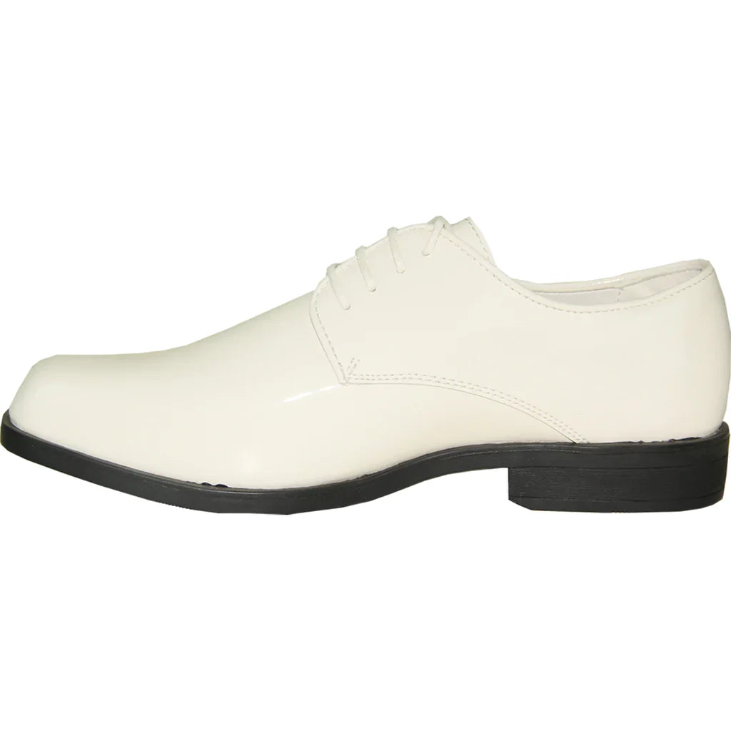 VANGELO Men Dress Shoe TUX-1 Oxford Formal Tuxedo for Prom & Wedding Ivory Patent Tux-USA