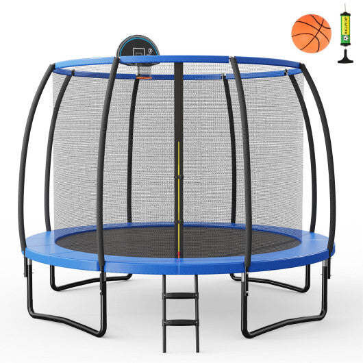 8 Feet Recreational Trampoline with Basketball Hoop and Net Ladder