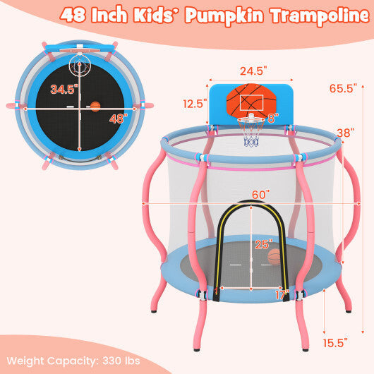 Kids Trampoline Indoor & Outdoor Pumpkin Trampoline-Pink W2B