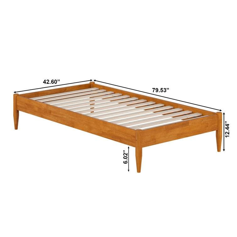 Twin size Solid Hardwood Platform Bed Frame in Natural Wood Finish FastFurnishings