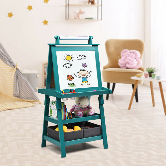 3 in 1 Double-Sided Storage Art Easel-Green W2B