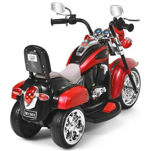 6V Powered Toddler 3-Wheel Motorbike Ride On Toy with Horn and Headlight-Hot Pink W2B