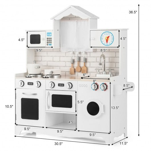 Wooden Kids Kitchen with Washing Machine