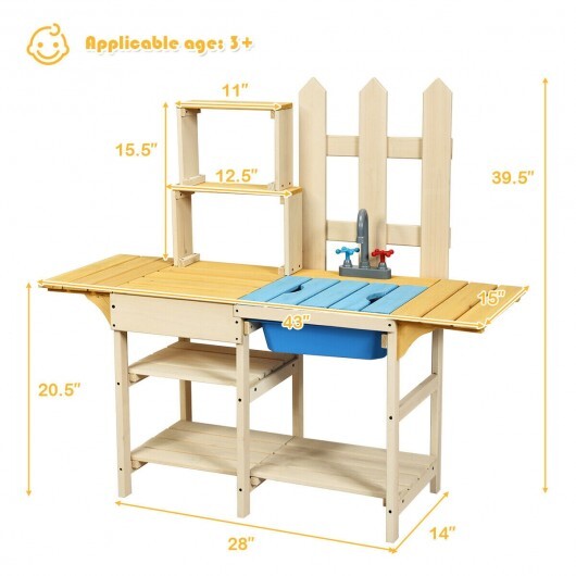 Kid's Outdoor Wooden Pretend Cook Kitchen Playset Toy W2B