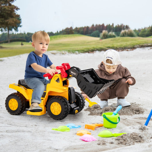 6V Kids Ride On Bulldozer with Folding Basketball Hoop and Balls W2B