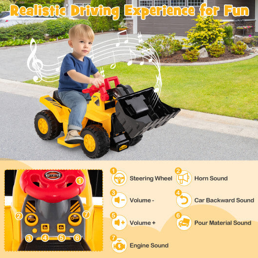 6V Kids Ride On Bulldozer with Folding Basketball Hoop and Balls W2B