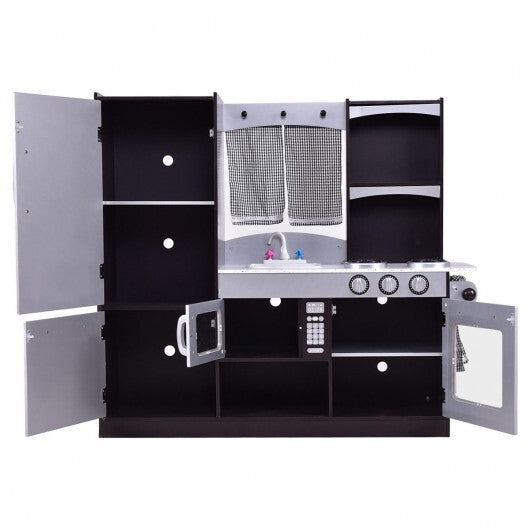 Kids Wooden Modern Kitchen Cooking Pretend Play Set W2B