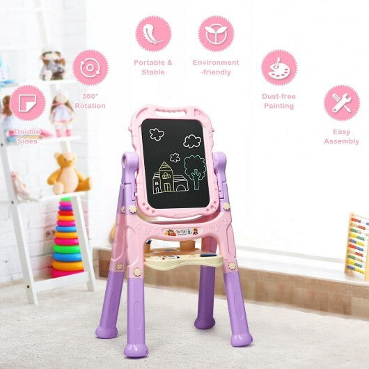 Height Adjustable Kids Art Easel Magnetic Double Sided Board-Blue W2B